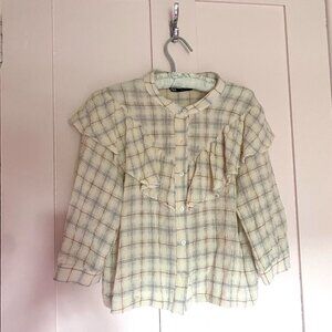 Cottagecore Zara Plaid Ruffle Blouse